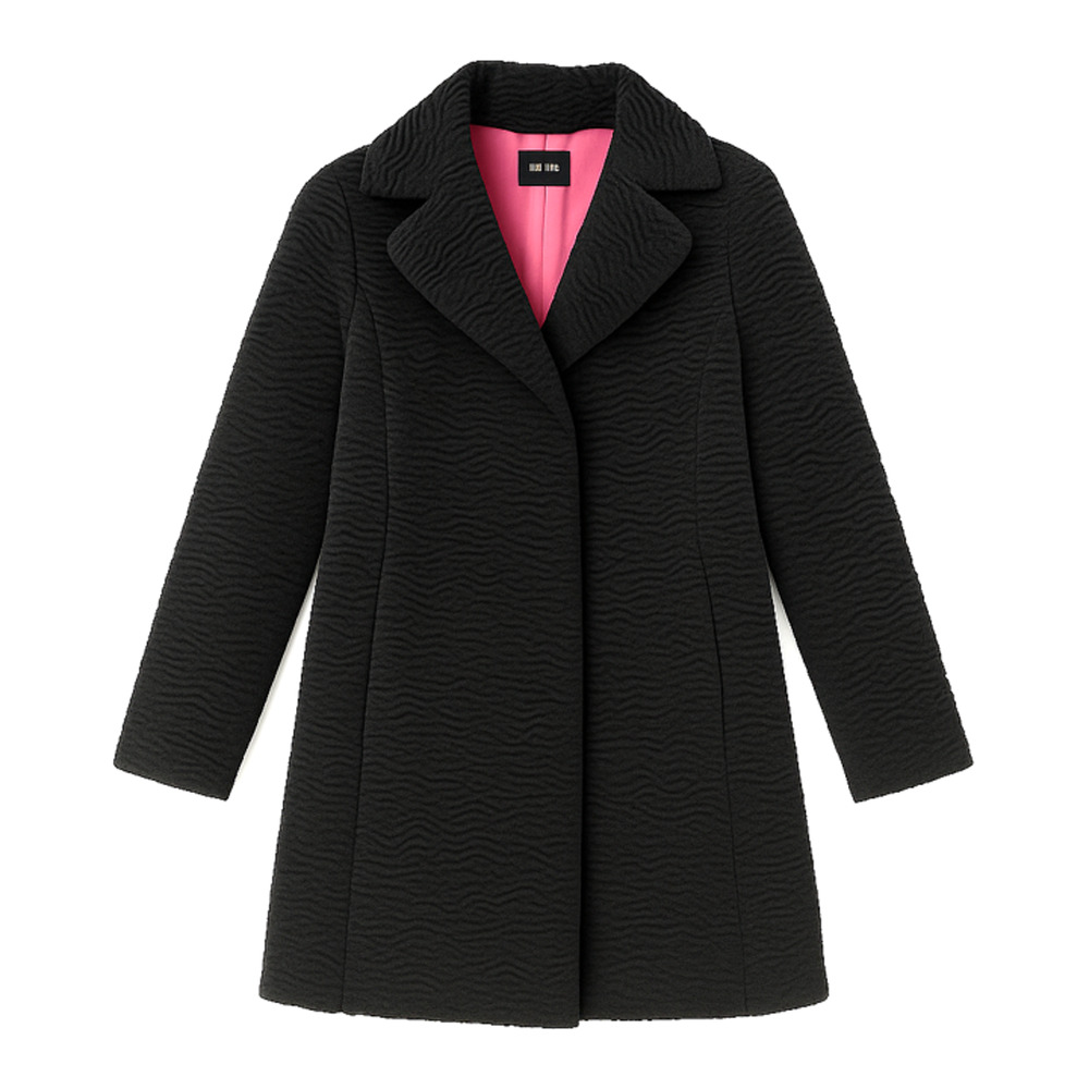 White House Black Market Black Curly 'tiger-stripe' Faux Fur Mid-Length Coat Med - Picture 1 of 6